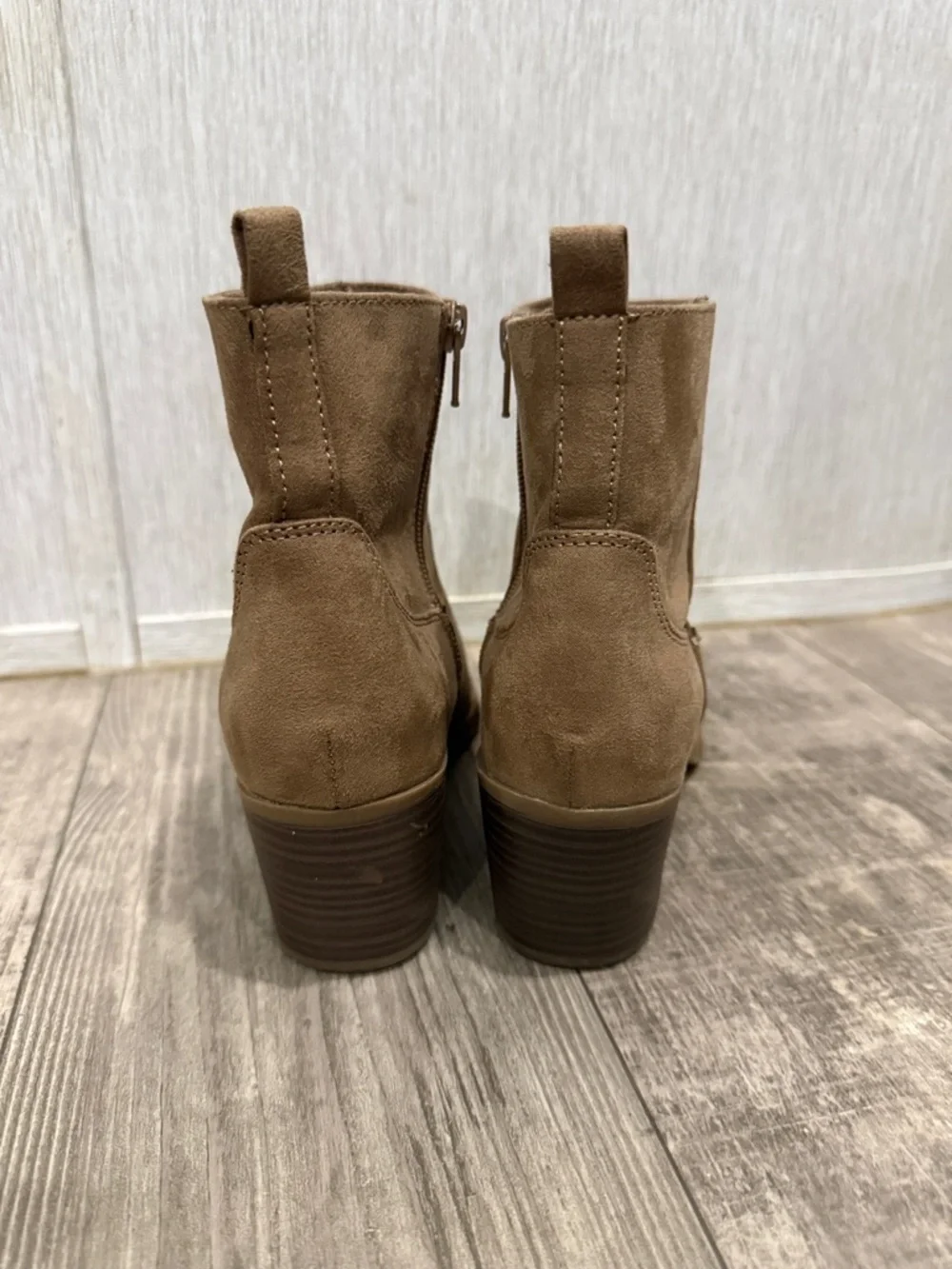 Old Navy Brown Suede Ankle Booties with Block Heel